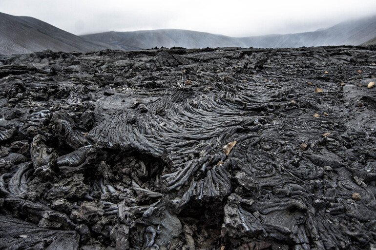 Lava volcán Islandia seca